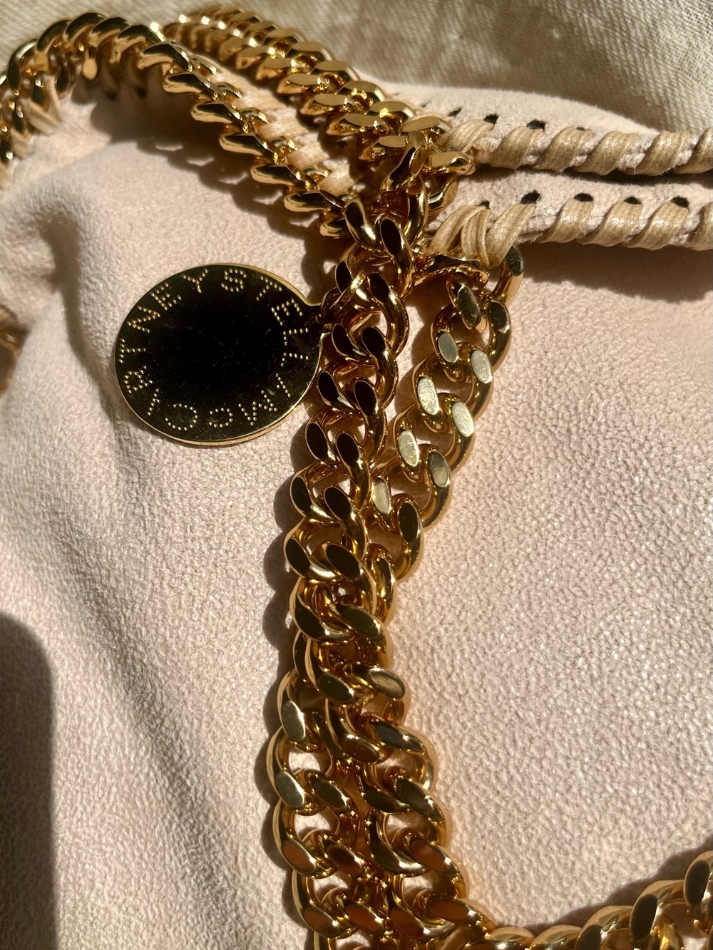 Stella McCartney Falabella Fold-Over Tote Cream Vegan with Gold - Picture 8 of 16